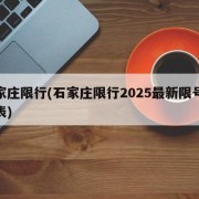 石家庄限行(石家庄限行2025最新限号时间表)